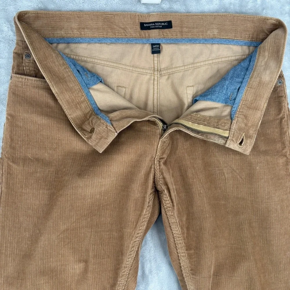 Banana‎ Republic Corduroy Pants Tan Pima Cotton Straight Men 34x30 Fits 35x30.5